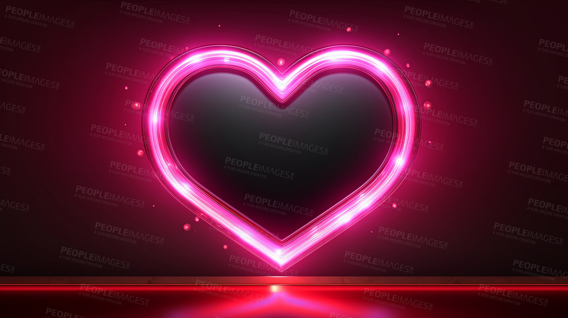 Buy stock photo Neon heart sign on dark copyspace background. Love, anniversary, Valentines concept