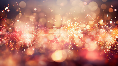New Year celebration Festive background with falling confetti, sparkles and bokeh lights.