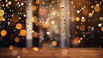 New Year celebration Festive background with falling confetti and bokeh lights.