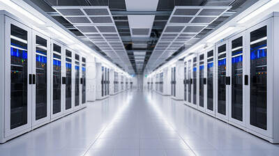 Data centre server room concept.Big data, networking, storage and safety.