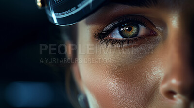 Buy stock photo Closeup of female with military hat. Confident, service trained concept