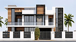 Modern luxury home exterior model.Real estate investments asset for home ownership.