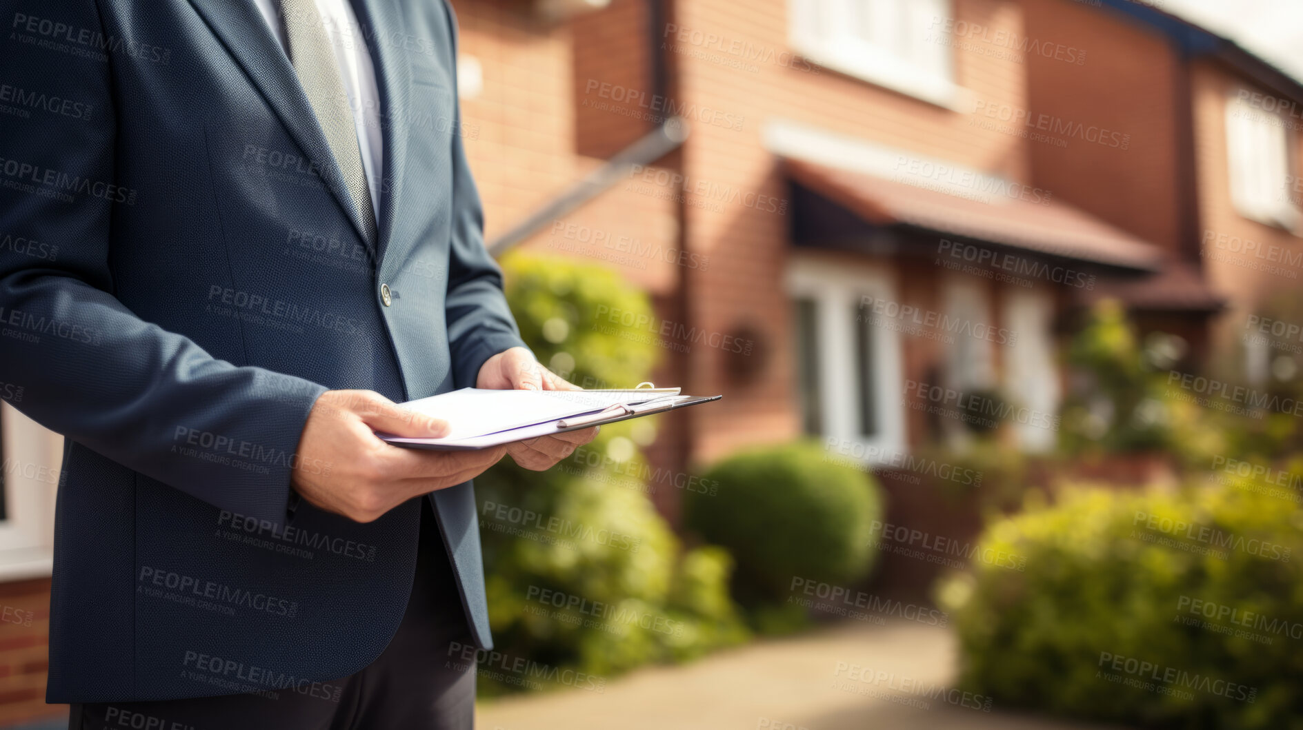 Buy stock photo Real estate agent holding clipboard, contract document for client to sign home purchase agreement