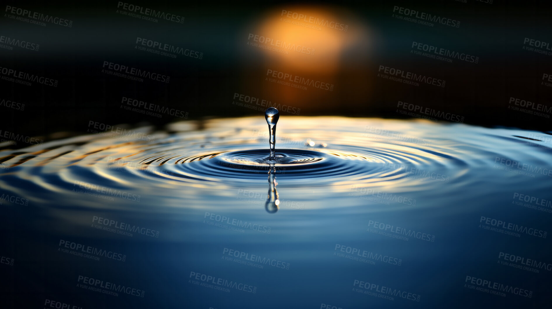Buy stock photo Splash of the falling drops of water. Fresh spring mineral water for hydration.