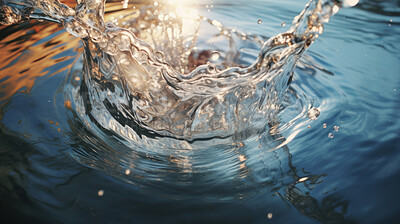 Close up of water splash. Fresh spring mineral water for hydration.