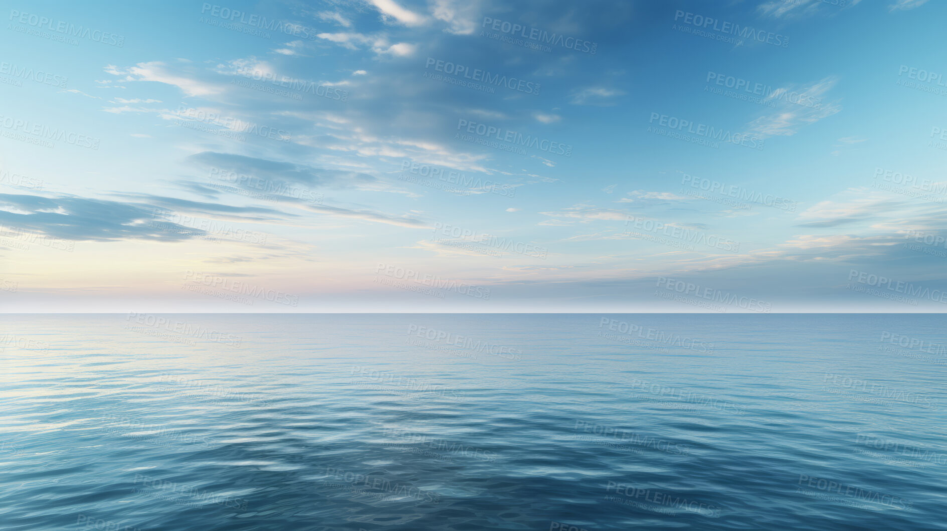 Buy stock photo Blue sea or ocean water surface. Calm wave, fresh mineral with sunny and cloudy sky