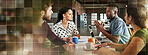 Banner, talking and business people in a meeting at work for a discussion, workshop or teamwork. Morning, training or a black man speaking to employees about an agenda, schedule or planning together