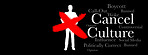 Cancel culture, overlay and words on silhouette of man for bias, political controversy or criticism. Mockup space, banner and cancelled person with cross for society problem, mistake and hate speech