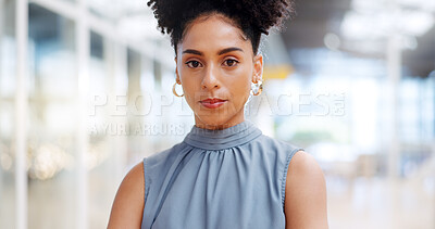 Buy stock photo Serious, professional and portrait of business woman for legal, future and corporate. Leader, empowerment and confidence with face of employee in attorney office for lawyer, advisory and consulting