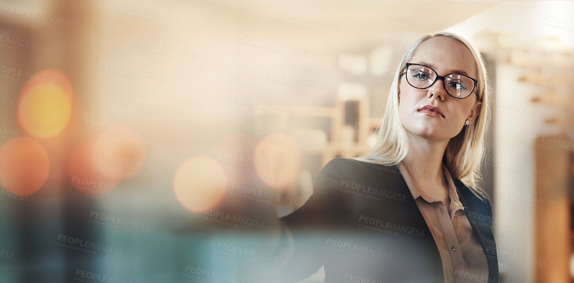 Buy stock photo Mockup, planning and business woman in office for brainstorming, problem solving and ideas. Corporate company, banner and worker write on board for presentation, solution and project management