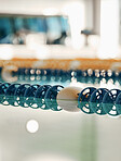 Swimming pool, lanes lines and plastic water divider for sport, workout and training race in gym. Isolated, fitness and exercise  for competition in a health, wellness and club at school for athlete