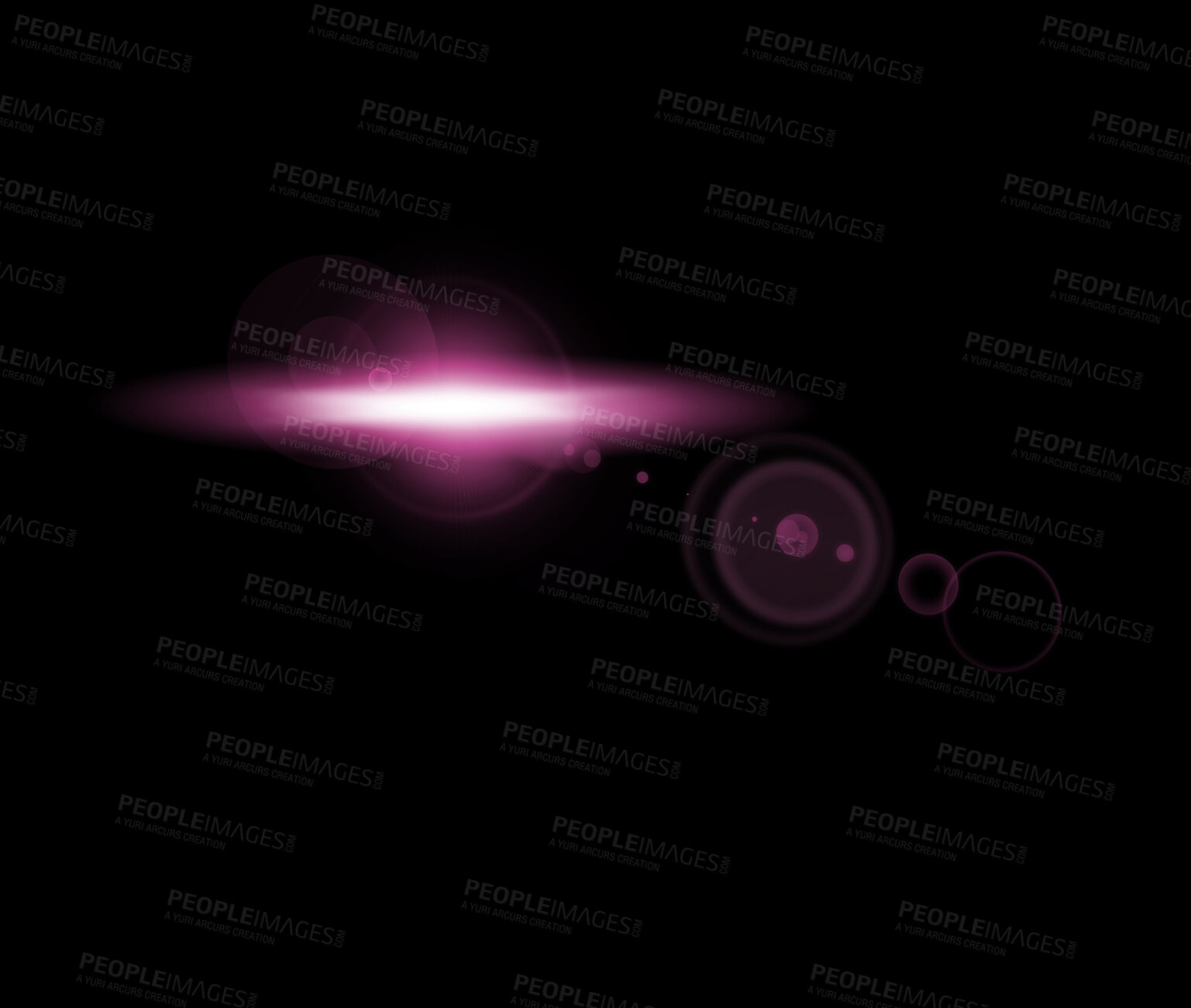 Buy stock photo Light, neon and a purple flare in space on a dark background at night for mockup. Sky, star and a planet or nebula in the cosmos as part of a constellation on an interstellar on black backdrop