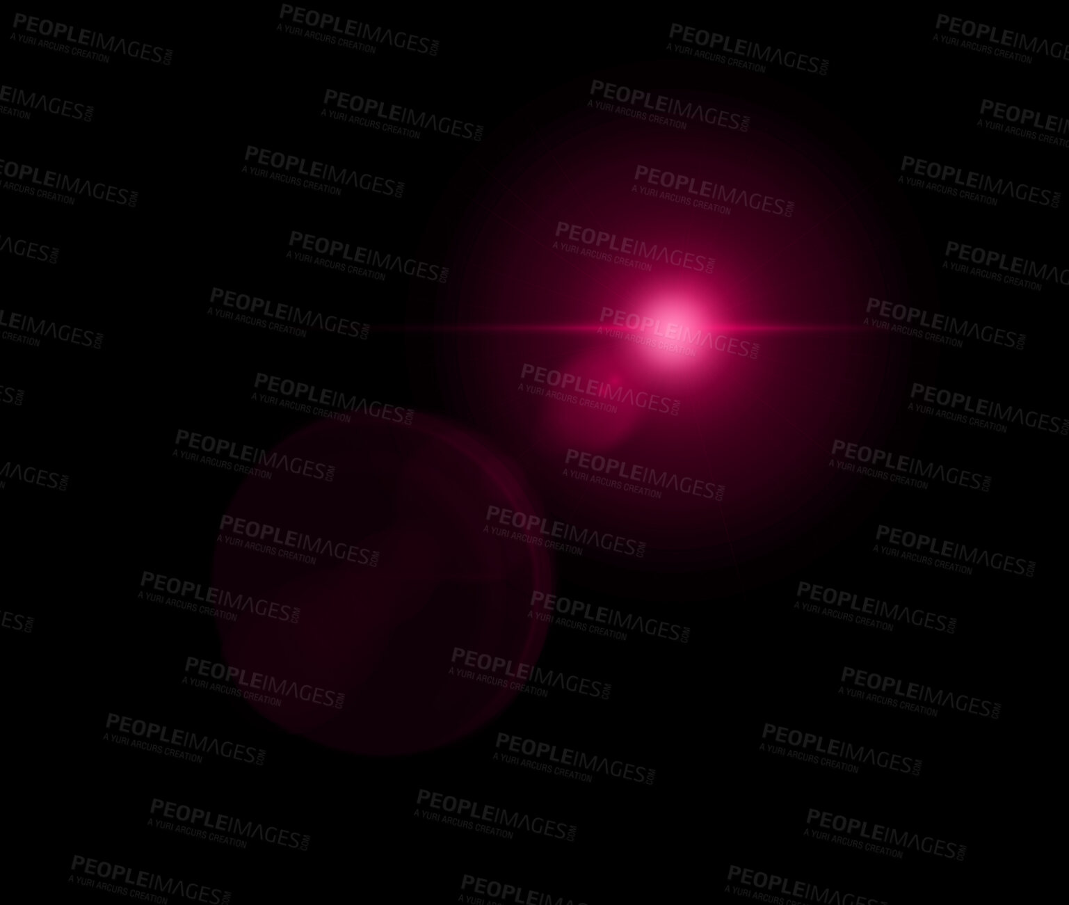 Buy stock photo Light, hologram and pink spark on black background for sparkle, glitter and abstract design. Neon overlay, creative mockup and isolated star for glow pattern, wallpaper and vector illustration