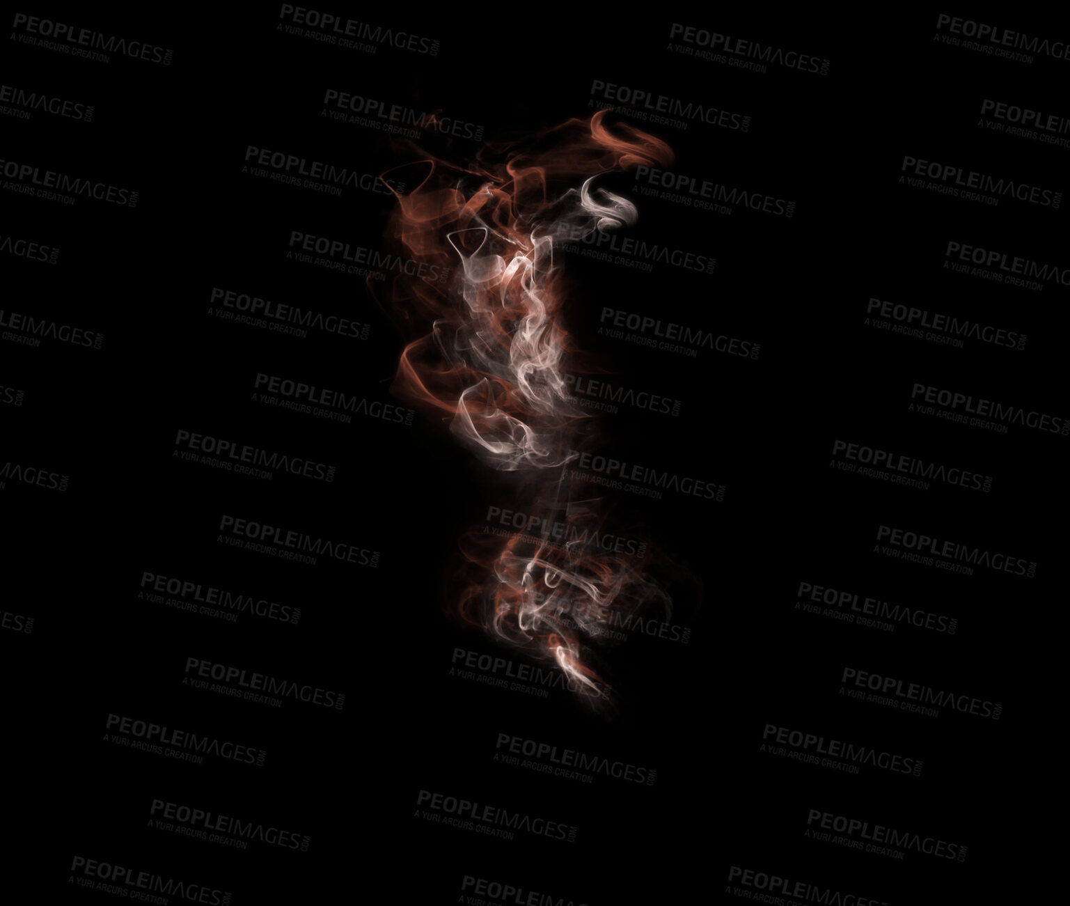 Buy stock photo Color flame, black background and smoke, fire and incense with mockup space and art. Creative abstract, light and mist with special effect, burning and dark in a studio, glow and texture with spark