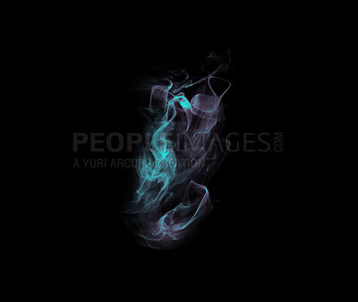 Fusion of Shimmering Blue and Green Glitter, Creating a Misty Steam Cloud  on a Dark Black abstract art background. Color mist. Ink water. Haze  texture. Fantasy night sky. AI Generated 27172653 Stock