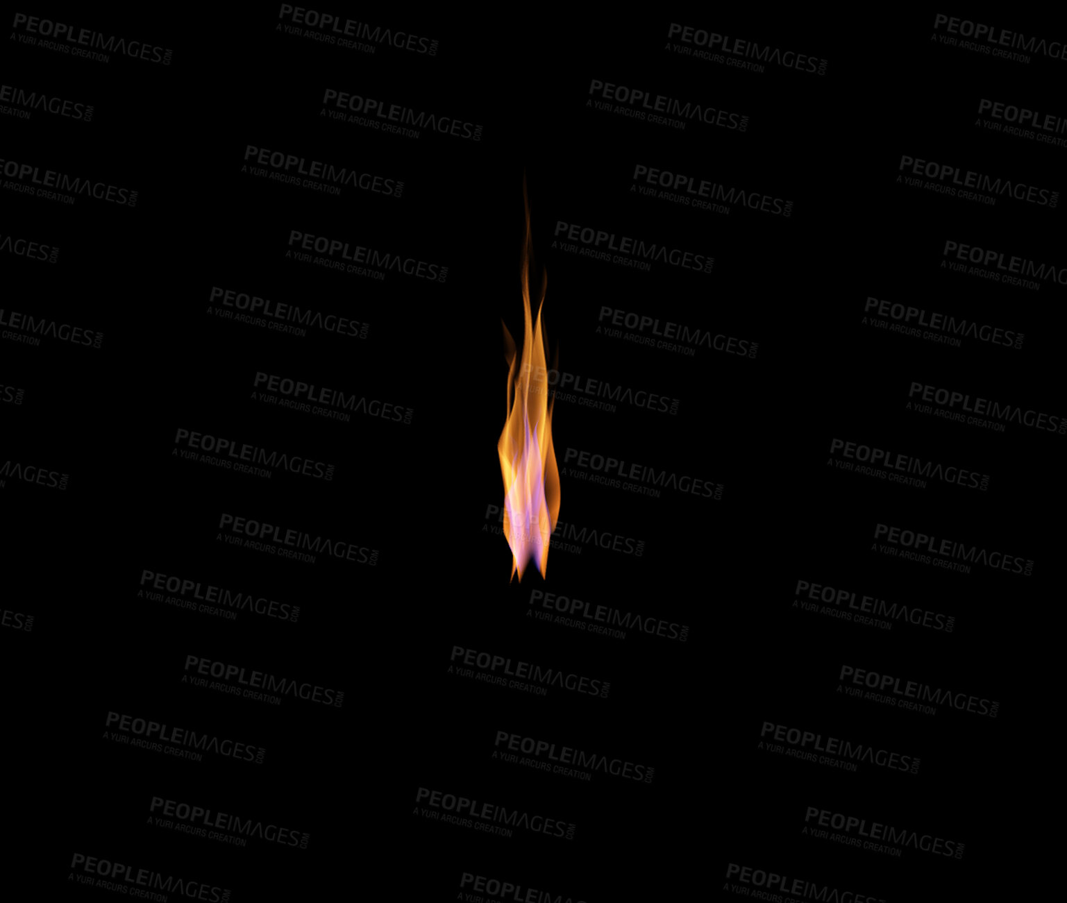 Buy stock photo Flame, heat and light on black background with color, texture and mockup pattern of burning energy. Fire, fuel and flare isolated on dark wallpaper design, explosion of bonfire or thermal power space