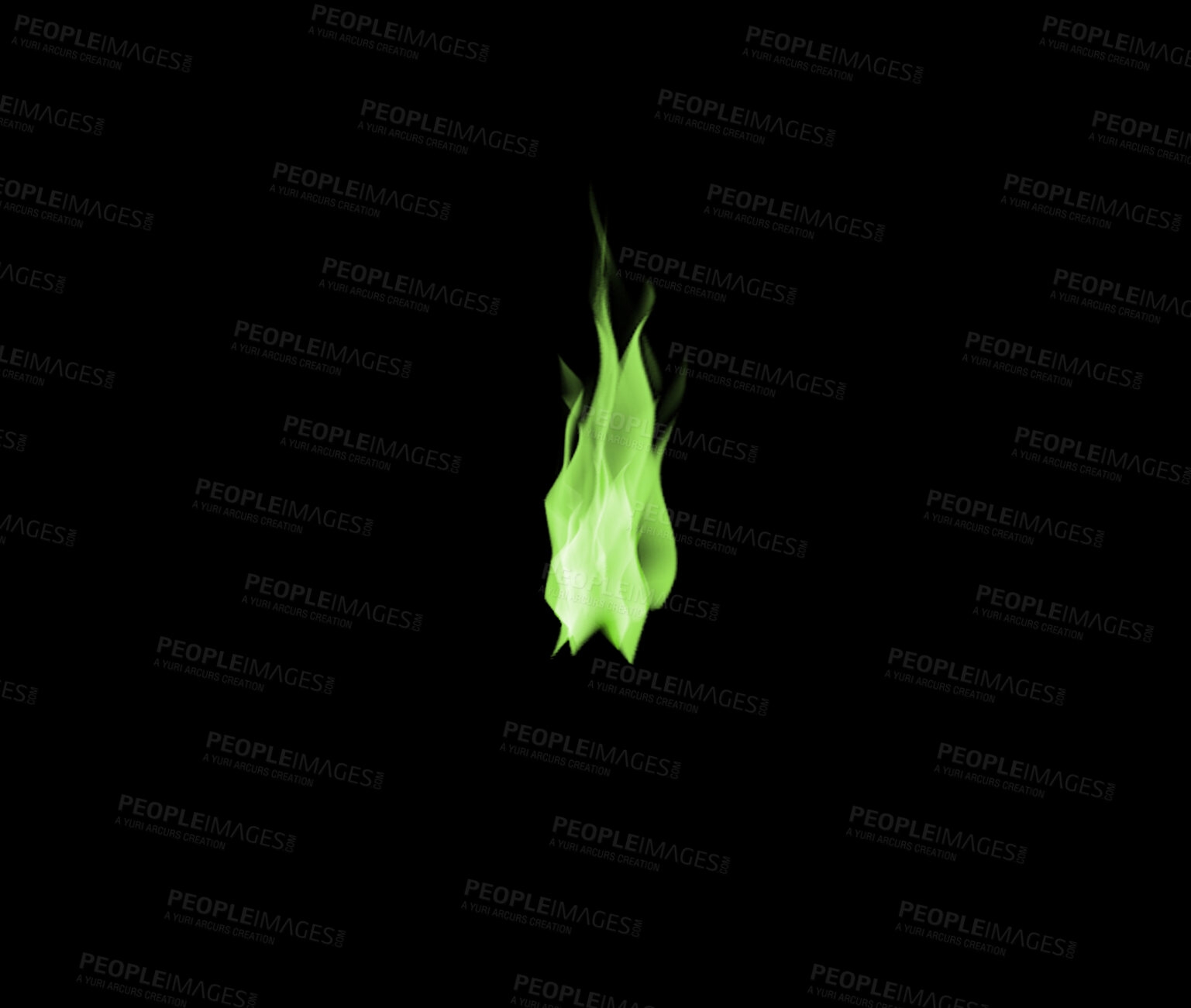 Buy stock photo Green flame, heat and light on black background with texture, pattern and burning energy. Fire line, fuel and gas isolated on dark wallpaper design, explosion at bonfire, thermal power or inferno.