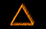 Triangle flame, heat and light on black background with texture, pattern and burning energy. Fire, fuel and flare isolated on dark wallpaper design, explosion at bonfire, thermal power or inferno.