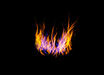 Orange flame, heat and light on black wallpaper with texture, pattern and burning energy. Fire line, fuel and flare isolated on dark background design, explosion at bonfire, thermal power or inferno.