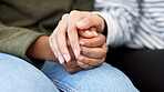 Holding hands, support and closeup of a couple in therapy for love, respect or trust in marriage. Together, hope and people with care, help and in counseling for relationship with compassion