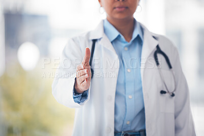 Buy stock photo Hospital person, doctor and hand shake gesture for healthcare welcome, partnership or wellness support. Clinic agreement, cardiology and medical expert, surgeon or nurse handshake for health services