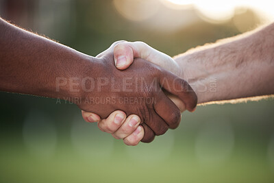 Buy stock photo Shaking hands, partnership and trust, support and solidarity with congratulations or thank you. Introduction, success and team of people with handshake, welcome in community and collaboration meeting