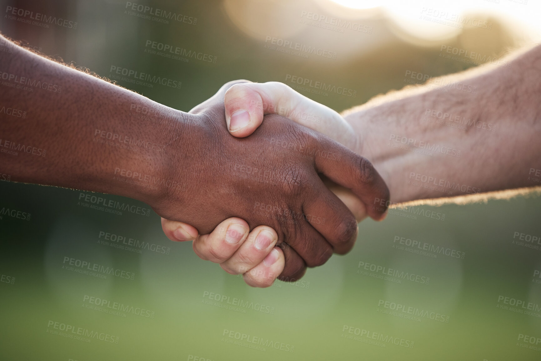 Buy stock photo Shaking hands, partnership and trust, support and solidarity with congratulations or thank you. Introduction, success and team of people with handshake, welcome in community and collaboration meeting