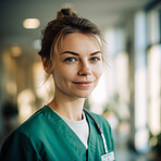 Professional nurse, doctor or hospital physician, with a natural portrait style. Woman or female with arms crossed for healthcare, medical wellness and a happy, confident and proud real smile