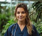 Professional nurse, doctor or hospital physician, with a natural portrait style. Woman or female with arms crossed for healthcare, medical wellness and a happy, confident and proud real smile