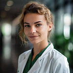 Professional nurse, doctor or hospital physician, with a natural portrait style. Woman or female with arms crossed for healthcare, medical wellness and a happy, confident and proud real smile