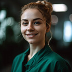 Professional nurse, doctor or hospital physician, with a natural portrait style. Woman or female with arms crossed for healthcare, medical wellness and a happy, confident and proud real smile