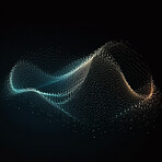 Data, internet and futuristic background wave, with blue connection, abstract and technology illustration for big data, AI or a network or stream of communication, science or music. Blockchain, cloud computing and digital copy space, mockup or focus