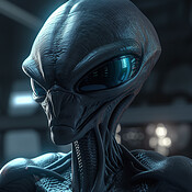 Alien attack or abduction or in a UFO space ship, visitor or scary ...