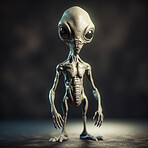 Alien attack or abduction or in a UFO space ship, visitor or scary world or universe with invasion, technology and martians. A close up or portrait of aliens for horror, strange and special effects. 