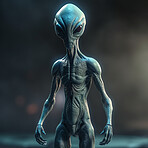 Alien attack or abduction or in a UFO space ship, visitor or scary world or universe with invasion, technology and martians. A close up or portrait of aliens for horror, strange and special effects. 