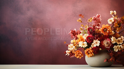 Buy stock photo Bouquet of spring flowers and copy-space background. Mockup for spring, celebration and valentine.