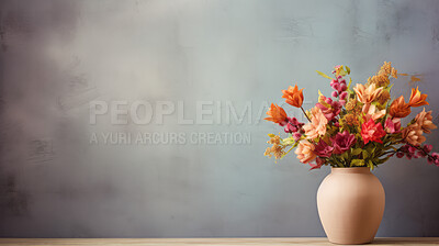 Bouquet of spring flowers and copy-space background. Mockup for spring, celebration and valentine.