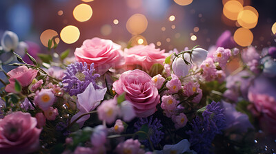Bouquet of spring flowers and copy-space background. Mockup for spring, celebration and valentine.