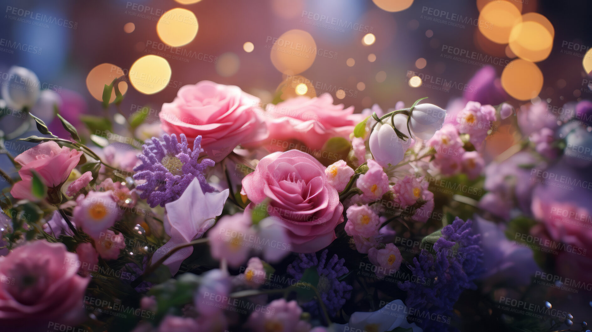 Buy stock photo Bouquet of spring flowers and copy-space background. Mockup for spring, celebration and valentine.