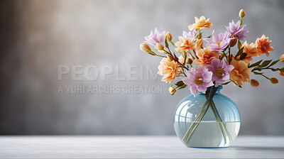 Buy stock photo Bouquet of spring flowers and copy-space background. Mockup for spring, celebration and valentine.