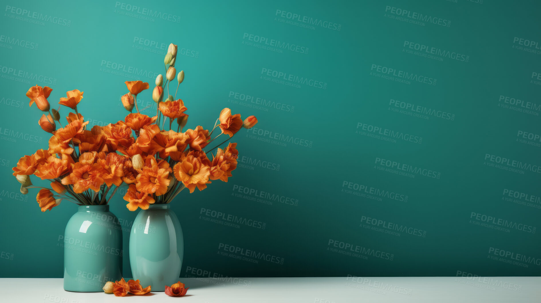 Buy stock photo Bouquet of spring flowers and copy-space background. Mockup for spring, celebration and valentine.