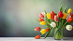 Bouquet of spring flowers and copy-space background. Mockup for spring, celebration and valentine.