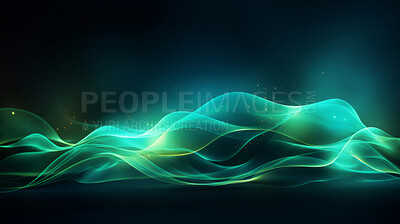 Buy stock photo Green geometric wave
with particles concept. Modern abstract wallpaper background design.