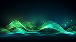 Green geometric wave
with particles concept. Modern abstract wallpaper background design.