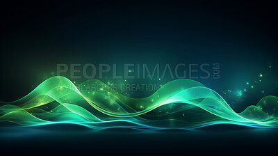 Buy stock photo Green geometric wave
with particles concept. Modern abstract wallpaper background design.