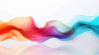 Buy stock photo Multicolour geometric wave on white background. Modern abstract background design.