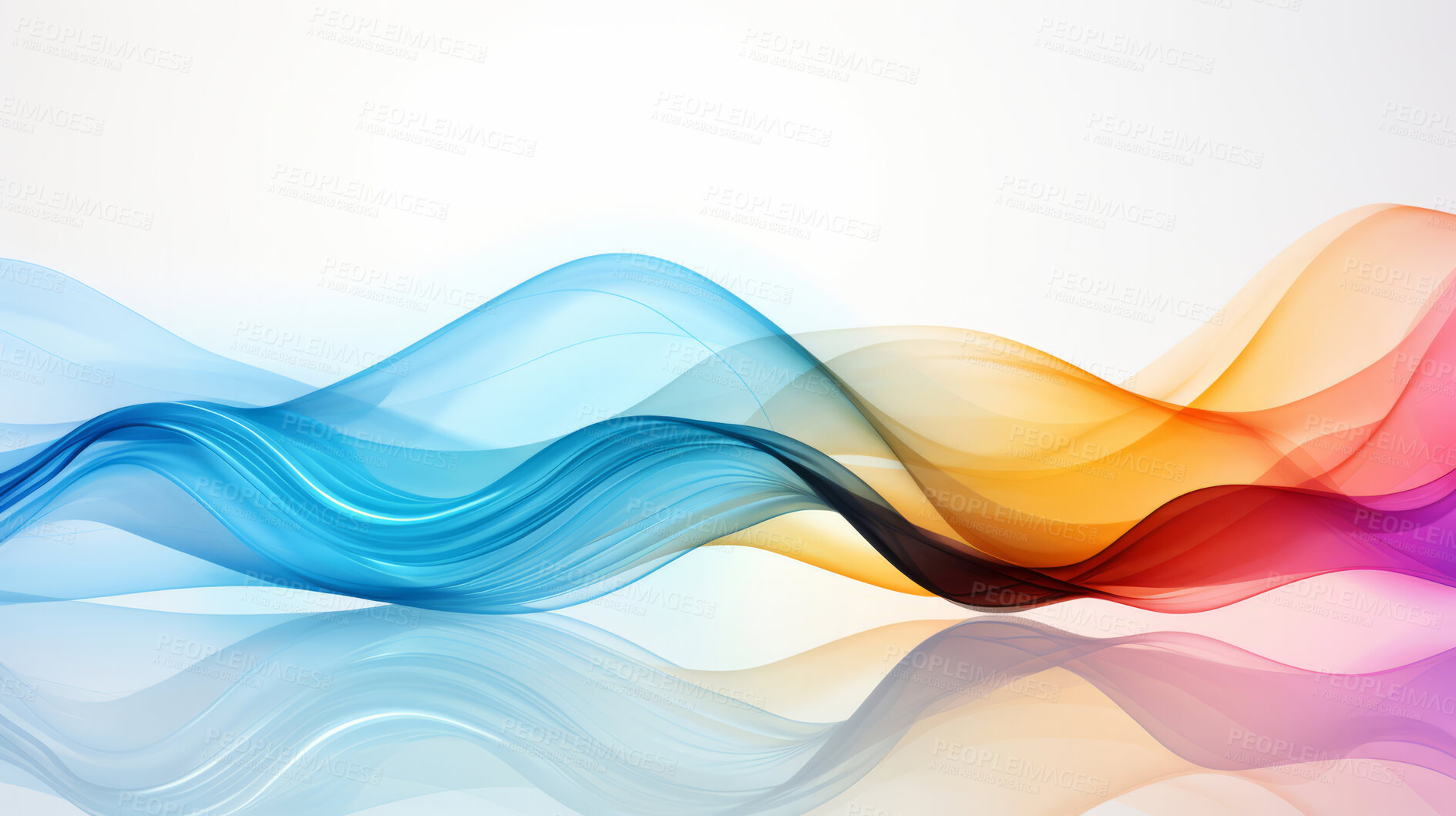 Buy stock photo Multicolour geometric wave on white background. Modern abstract background design.