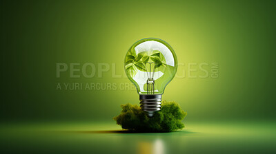 Green eco friendly lightbulb, sustainable energy and environment concept