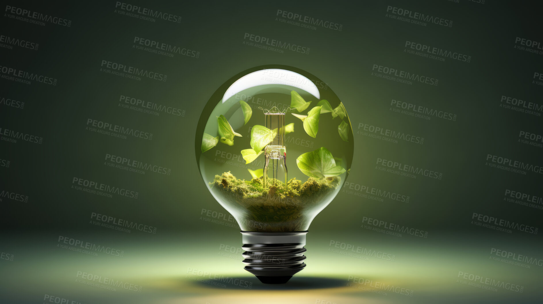 Buy stock photo Green eco friendly lightbulb, sustainable energy and environment concept