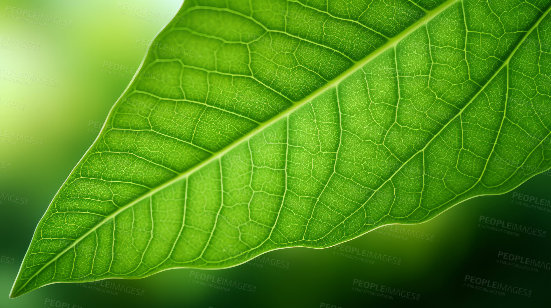 Buy stock photo Close up texture of green leaf veins for background. Environment concept